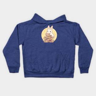 Cute rabbit on a pile of cookies Kids Hoodie